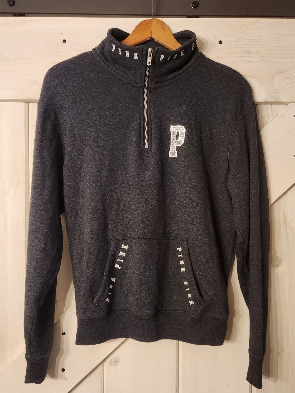 2017 Victoria's Secret Pink 1/4 Zip Sweatshirt. Size XS. Charcoal.